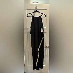BCX Black Maxi Dress with Silver Sequin Accent